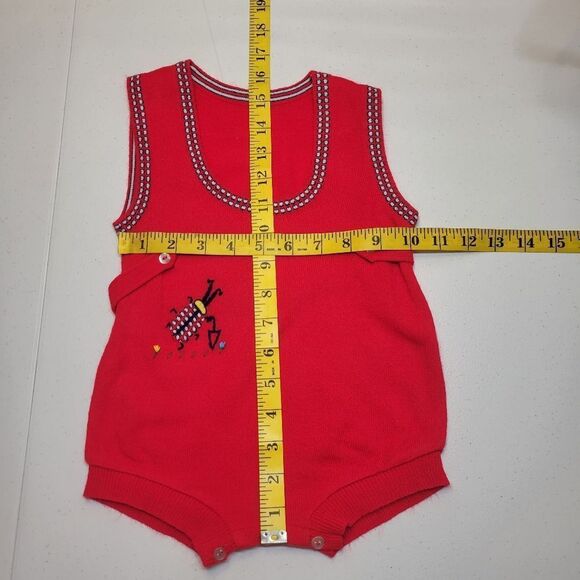 Neiman Marcus Vintage Red Knit Bubble Romper with Embroidered Matching Top Set - Picture 13 of 14